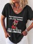 Women's Never underestimate an old woman who is also fluent in fowl language Casual Letters Crew Neck T-Shirt