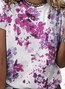 Women’s Plant Floral Print Cotton Loose Casual Crew Neck T-Shirt