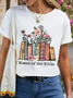 Women's Cotton Cute Floral Hand Drawn Books Women Of The Bible T-Shirt