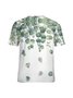 Women's Green Plant Heart Leaves Crew Neck Casual T-Shirt