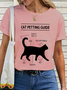 Women’s Funny Cat Petting Guide Cotton Simple T-Shirt