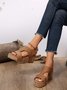Women's PU Rivet Melarey Mid Heel Wedge Sandals