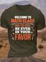 Men's Welcome To Math Class May The Odds Be Ever In Your Favor Funny Graphic Printing Casual Cotton Text Letters T-Shirt