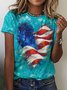 Women's Heart of America Flag Print Casual Regular Fit T-Shirt