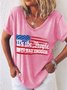 Women's American Flag Quote  Patriotic Crew Neck Casual T-Shirt