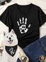 Women's Pet Lovers Hand and Paw Print Paint Matching V Neck T-Shirt