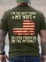 Men's I'm The Best Thing My Wife Ever Found On The Internet Funny Graphic Printing Casual America Flag Loose Crew Neck T-Shirt