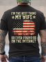 Men's I'm The Best Thing My Wife Ever Found On The Internet Funny Graphic Printing Casual America Flag Loose Crew Neck T-Shirt