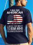 Men's I Am An American I Have The Right To Bear Arms Your Approval Is Not Required Funny Graphic Printing Independence Day Cotton Crew Neck Casual T-Shirt