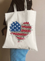 Women's Heart America Flag Canvas Shopping Tote