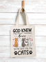 Women's God knew my heart needed love cat lover 16Oz Canvas Shopping Tote