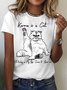 Women's Cotton Karma Is A Cat Purring In My Lap Cause It Loves Me cat Lover Casual T-Shirt