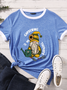 Women's Funny Gardening Is My Therapy Gnome Cotton-Blend Casual T-Shirt