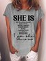 Women's She Is Extraordinary Creative intelligent Confident Kind Important Magical Amazing I Am She She Is Me Funny Graphic Printing Casual Crew Neck Text Letters Cotton-Blend T-Shirt