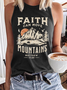 Women’s Faith Can Move Mountains Cotton-Blend Crew Neck Casual Text Letters Tank Top
