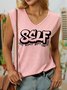 Women's Self Love Respect Worth Confidence Funny Graphic Printing Cotton-Blend Loose Text Letters Tank Top