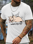 Men's Funny When Pigs Fly! Cotton Casual Loose Crew Neck T-Shirt