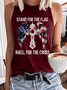 Women‘s Stand For The Flag Kneel For The Cross Crew Neck Casual Tank Top
