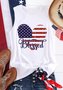 Women's Blessed American Flag Heart Casual Regular Fit Tank Top