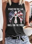 Women‘s Stand For The Flag Kneel For The Cross Crew Neck Casual Tank Top