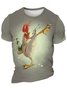 Men's 3d Print Kung Fu Chicken Funny Graphic Printing Crew Neck Text Letters Casual T-Shirt