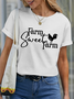 Women’s Farm Sweet Farm Farmers Market Chicken Casual Crew Neck Cotton T-Shirt