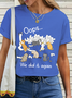 Women's Funny Cat Lovers Oops We Did It Again Cat Cotton Simple Loose T-Shirt