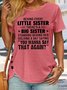 Women's Funny Sister Letters Crew Neck Casual T-Shirt