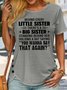 Women's Funny Sister Letters Crew Neck Casual T-Shirt