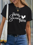 Women’s Farm Sweet Farm Farmers Market Chicken Casual Crew Neck Cotton T-Shirt