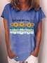 Women's God Says You Are Sunflowers Casual Crew Neck  T-Shirt