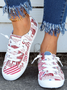 Women‘s Independence Day Sneakers Low Top Lace Up Canvas Shoes Fashion Comfortable