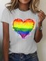Women's Rainbow Love Lovelgbtq Pride Month Rainbow Funny Graphic Printing Casual Loose Cotton T-Shirt