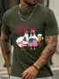 Men's Funny Chicken Celebrate Us Independence Day 4Th July Graphic Casual Cotton T-Shirt