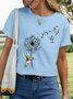 Women's Bird Hummingbird Dandelion Flowers Casual T-Shirt