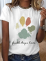 Women's Cotton Faded Rainbow Paw Print Heathered Simple T-Shirt