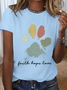 Women's Cotton Faded Rainbow Paw Print Heathered Simple T-Shirt