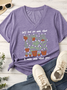 Women's Let's Root For Each Other V Neck Cotton-Blend Casual T-Shirt