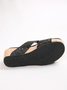 Women's Summer Glitter Plain Pu Mid Heel Wedge Sandals