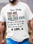 Men's Cotton Dear Daddy You Are The Best Dog Dad Ever Letter From Dog Funny Casual T-Shirt