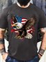 Men's Casual Eagle Old Glory Funny Graphic Printing 4th Of July Independence Day Cotton Loose T-Shirt