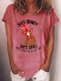 Women's She's Beauty She's Grace She'll Peck You In The Face Chicken Casual Crew Neck T-Shirt