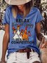 Women's Funny Chicken Relax Were All Crazy It'S Not Competition Graphic Printing Cotton-Blend Casual Text Letters Crew Neck T-Shirt