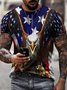 Men's Funny Independence Day American Flag Graphic Printing Loose Eagle Old Glory Crew Neck Casual T-Shirt