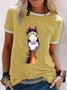 Women's Hilarious Horse Print Crew Neck Casual T-Shirt