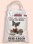 Women's Reading Lover Cat Print Shopping Tote