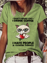 Women's Cute Meow Cat That's What I Do I Drink Coffee I Hate People & I Know Things T-Shirt