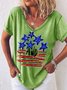 Women's Funny The American Flag Has Blue Stars And Red Stripes Graphic Printing 4th Of July Casual V Neck Independence Day T-Shirt