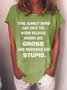 Women's Funny Pig The Early Bird Can Have The Worm Because Worms Are Gross And Mornings Are Stupid Graphic Printing Loose Text Letters Cotton-Blend Casual T-Shirt