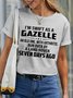 Women's Funny I Am Swift As A Gazelle An Old One With Arthritis Run Over By A Land Rover Seven Days Ago Graphic Printing Crew Neck Text Letters Casual Cotton T-Shirt